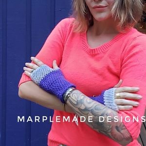 Handmade Fingerless gloves💜 shortie/super soft acrylic yarn, MarpleMade Designs